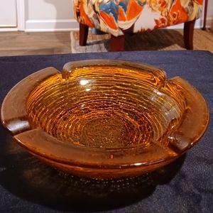 Vintage Mid-century Thick 9inch Amber Glass
